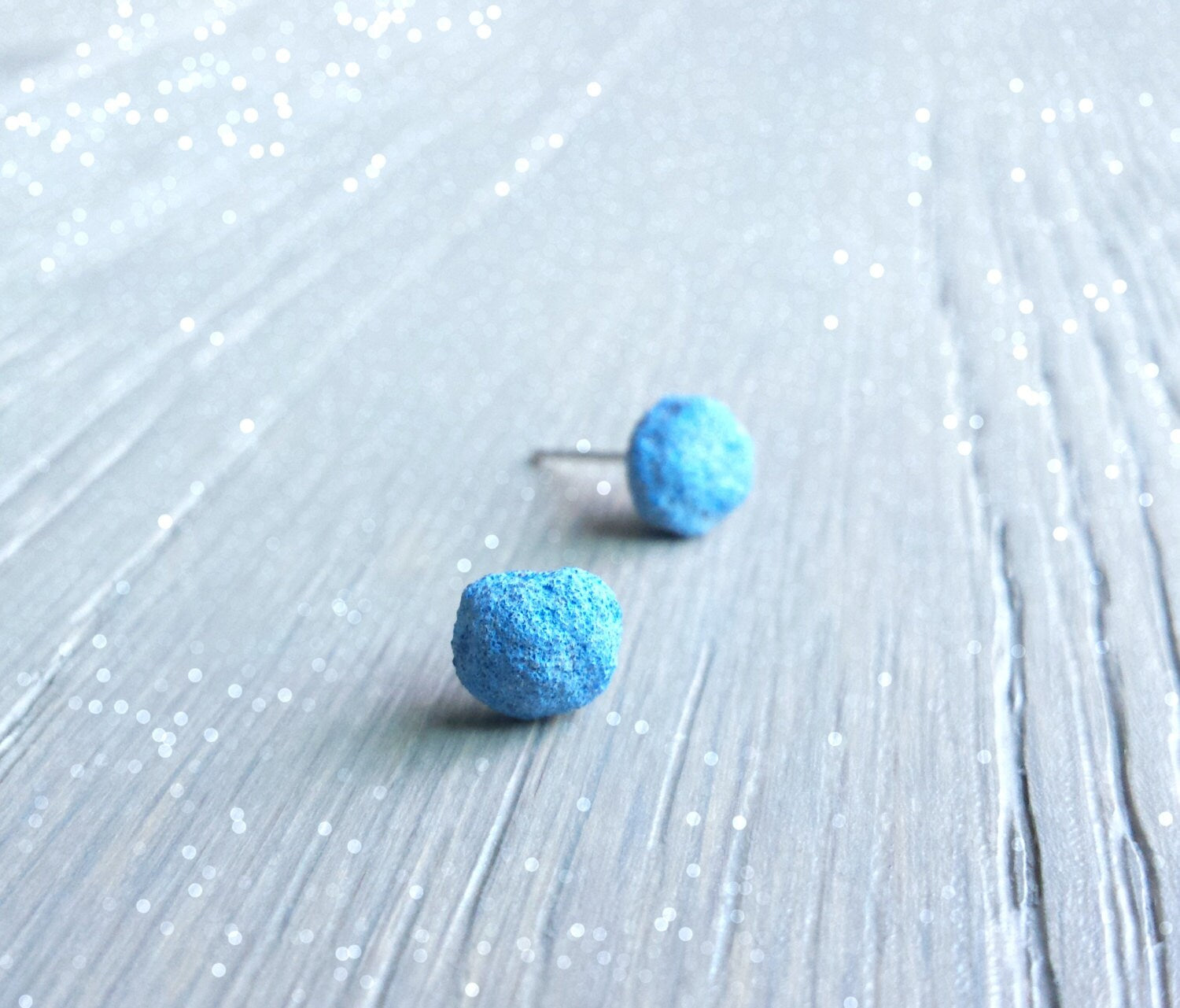 Azurite Crystals, Blue Dot Stud Earrings, Wedding Day, Rough Crystal Stud Earrings, Something Blue, Blue Valentines Gift for Women