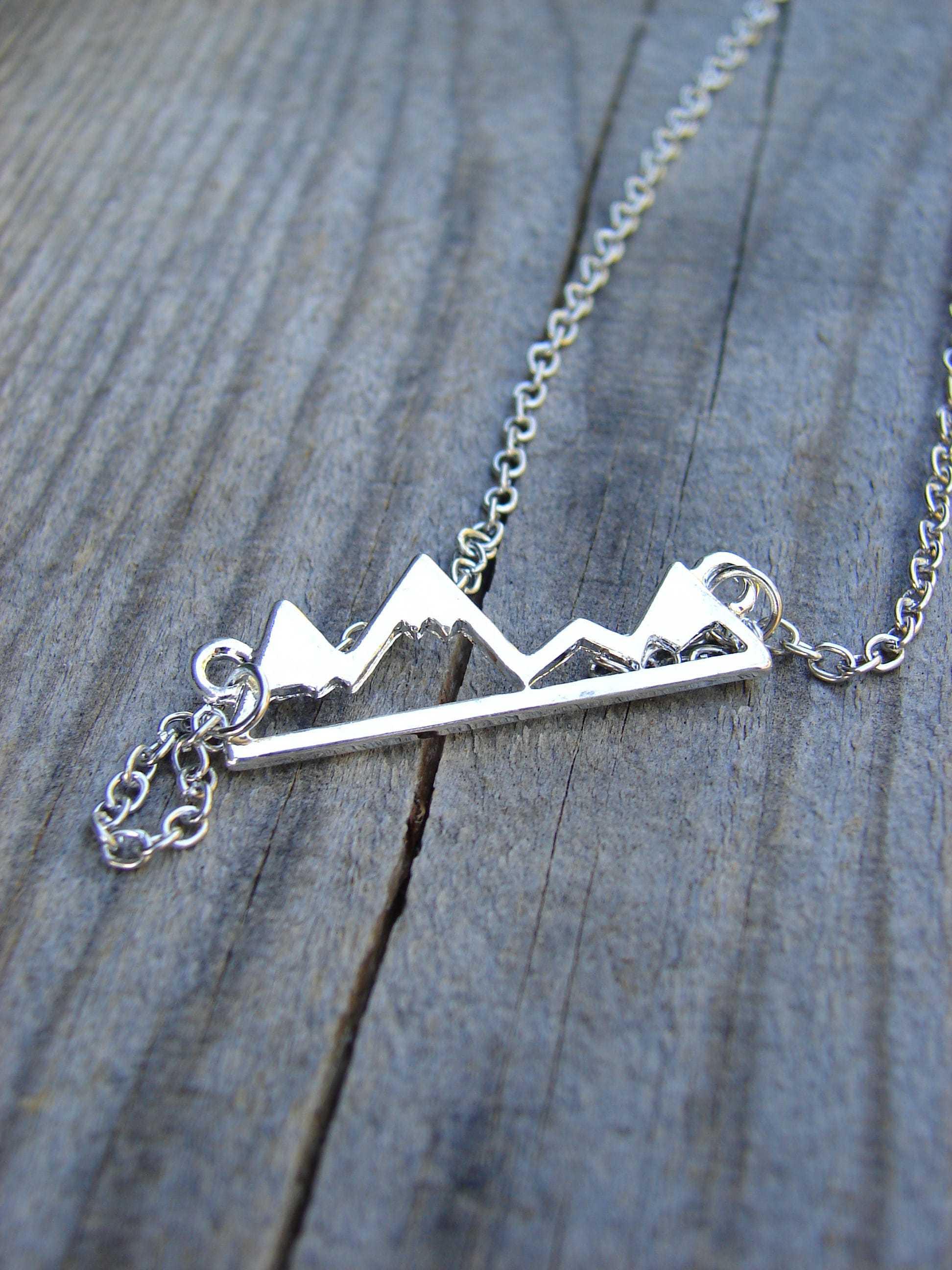 Mountain Necklace Pendant, Tiny Mountain Jewelry for Her, Silver Necklace, Valentines for Her, Gift for Hiker or Climber