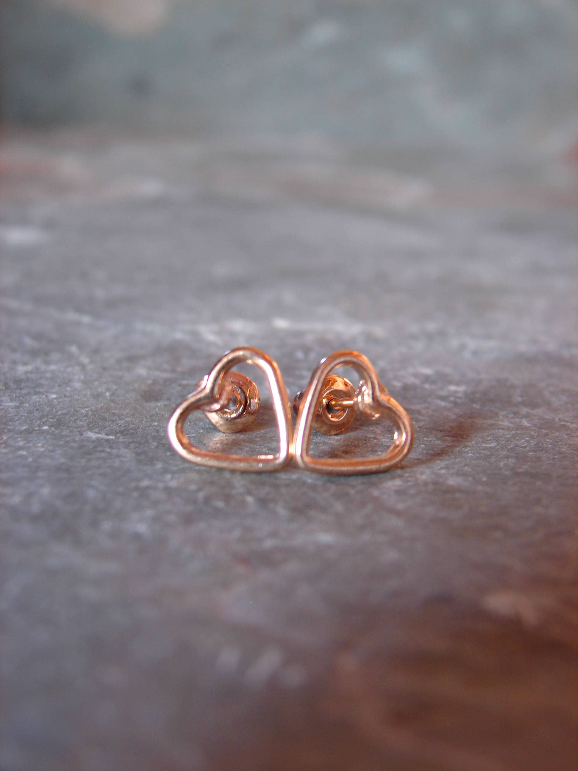 Tiny Heart Stud Earrings, Gold Leaf Heart Earrings, Geometric Earrings, Open Heart Jewelry, Tiny Gold Earrings, Girlfriend Gift, Valentines