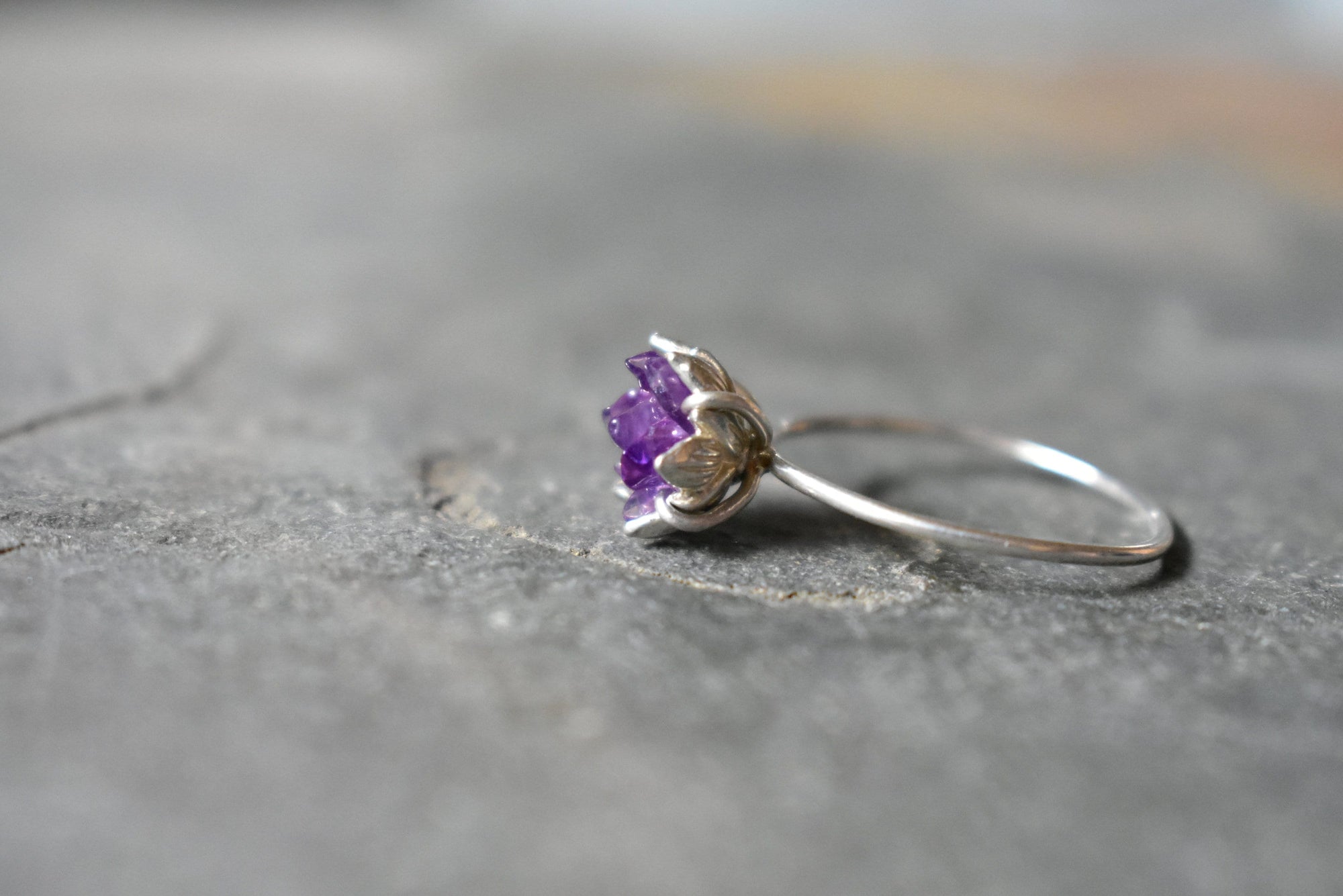 Amethyst Ring, Rough Stone Jewelry, Unique Birthstone Gift that's Trending, Amethyst and Sterling Silver, Purple Valentines Theme Gift