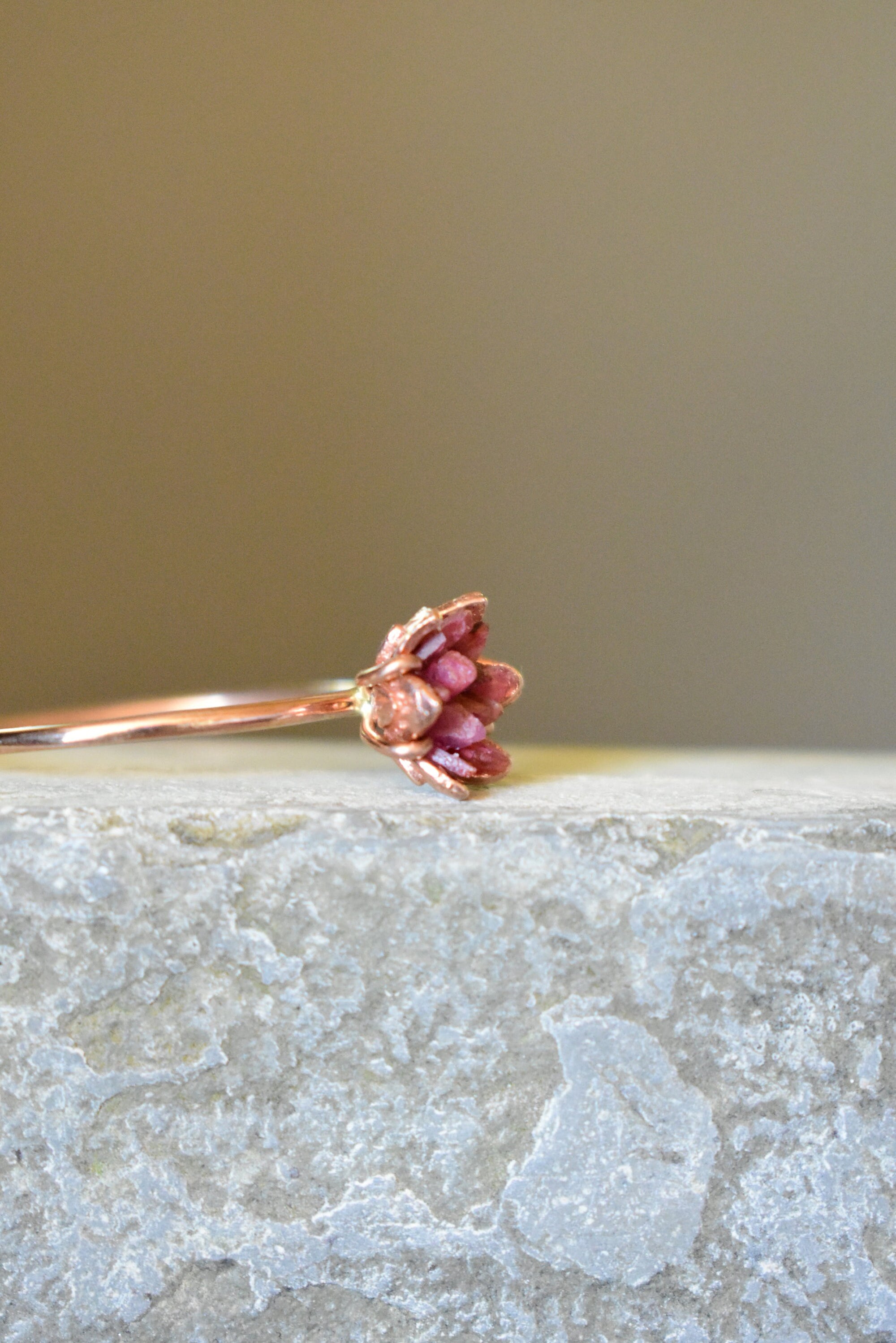 Rough Ruby Ring, Rose Gold and Ruby Ring, 40th Wedding Valentines Theme Gifts, Ruby Birthstone Jewelry, July Gemstone Lotus Flower Ring