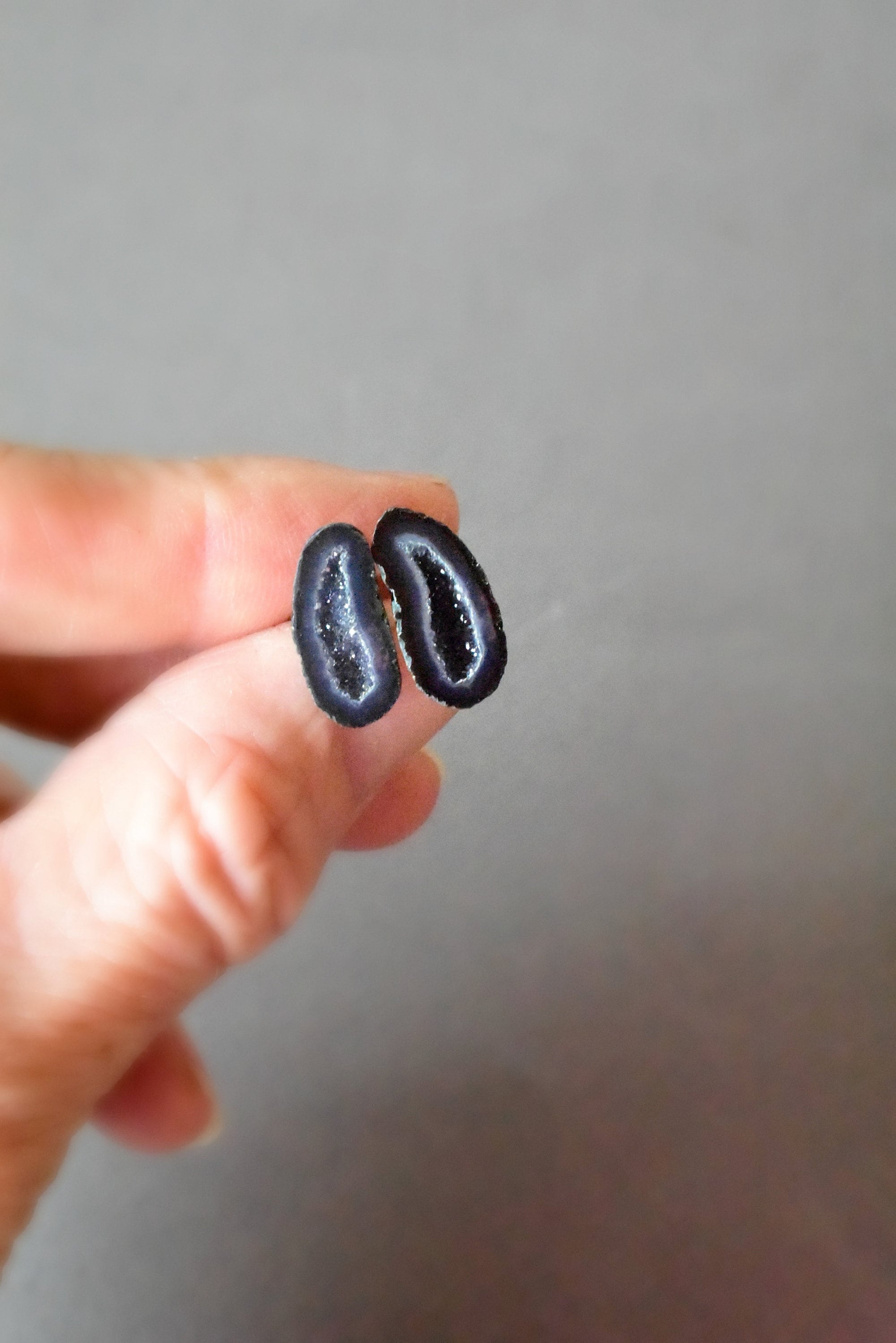 Dark Blue Crystal Studs, Raw Geode Earrings, September Birthday Gift for Women, Rough Stone Jewelry, Trending on Etsy, Valentines for Wife