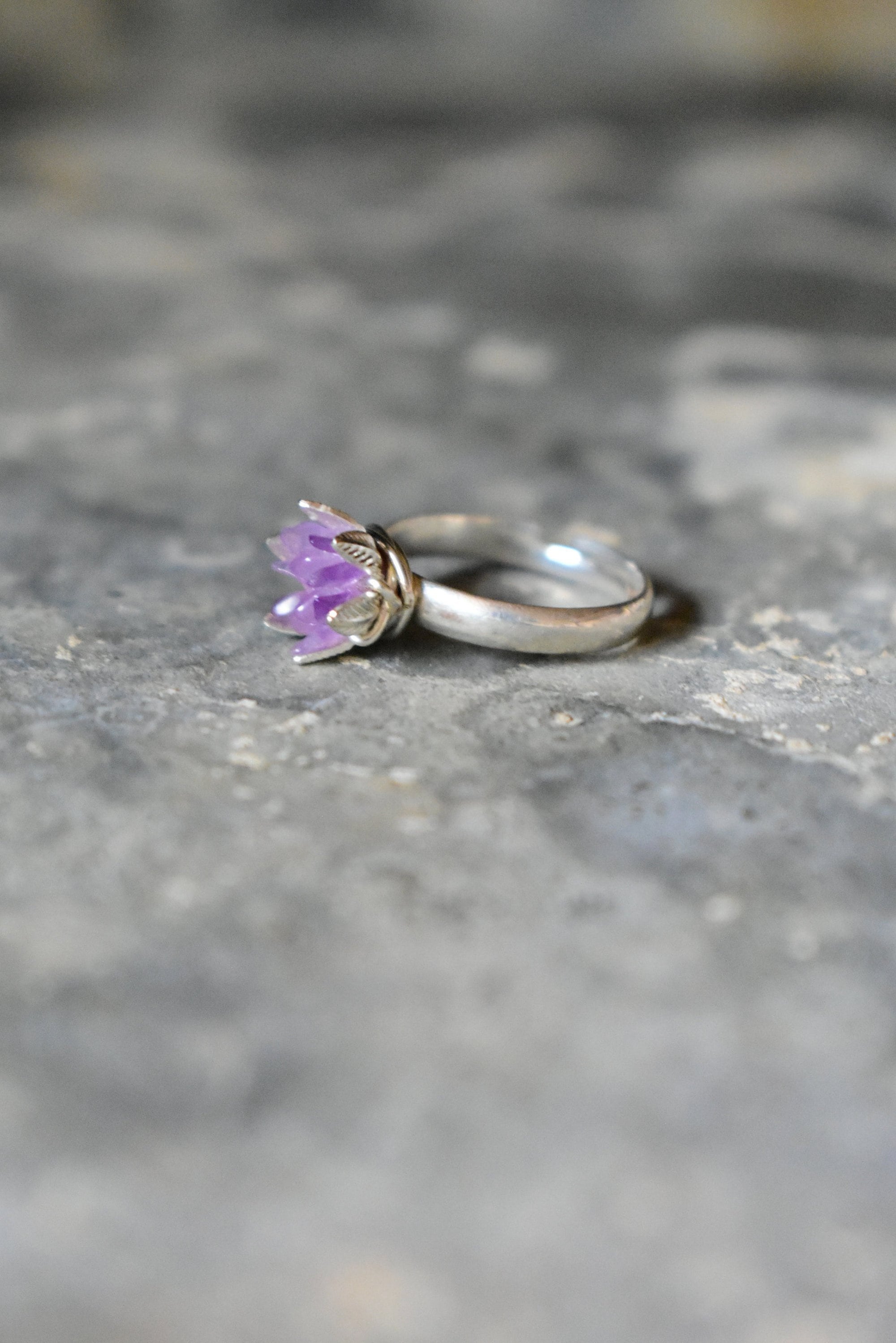 Raw Amethyst Ring, Custom Amethyst Crystal Jewelry, February Birthstone Jewelry, Valentines & Birthday for Wife, Present for Daughter