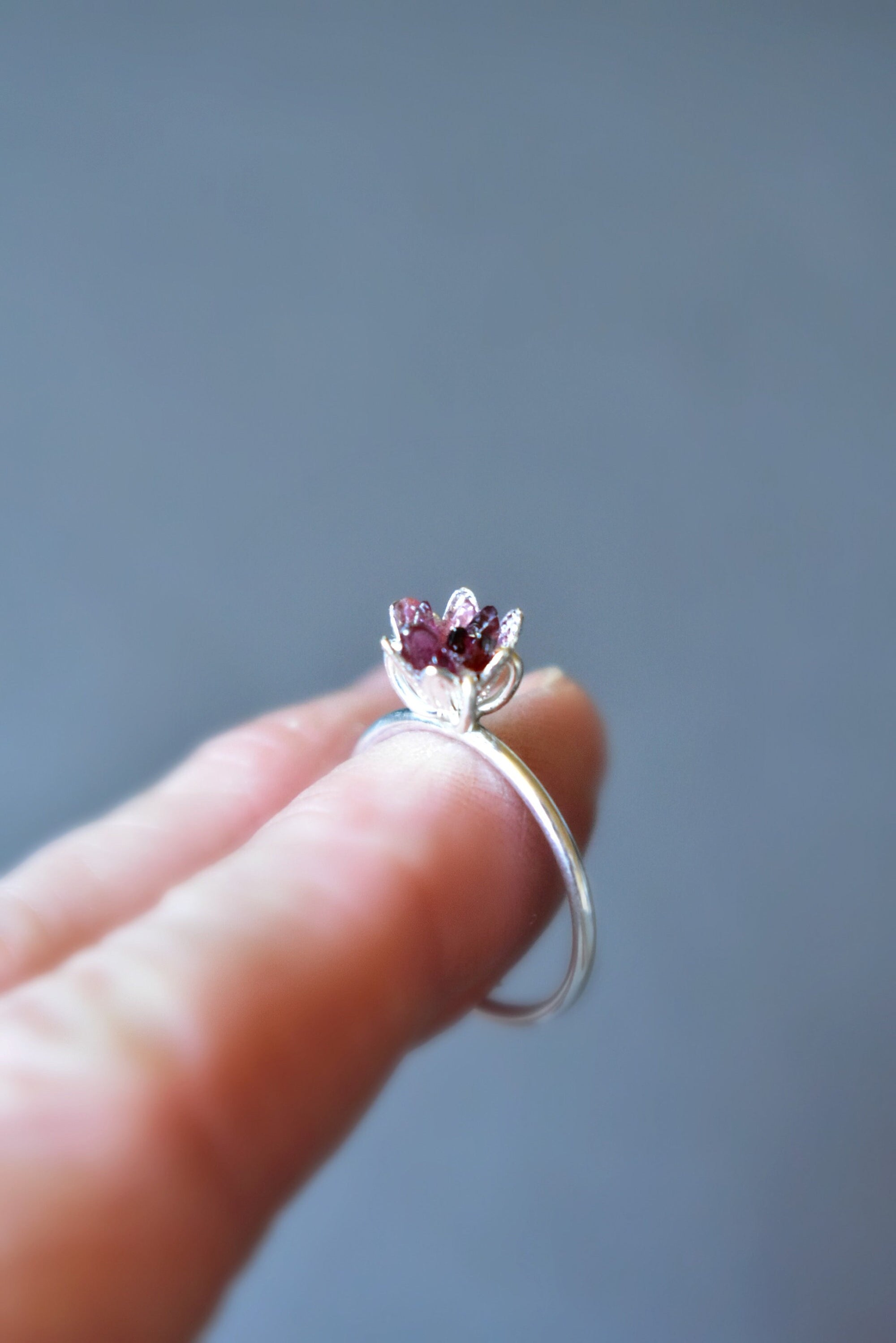 Raw Garnet Ring, January Birthstone Jewelry for Women, Garnet Birthday Ring, Raw Gemstone Tulip Ring, Trending on Etsy, Valentines Gift