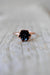 Black Tourmaline Ring, Multi Stone Jewelry in 14K Rose Gold, Lotus Flower Ring Trending, Black & Gold, Modern Crystal Valentines, Any Size