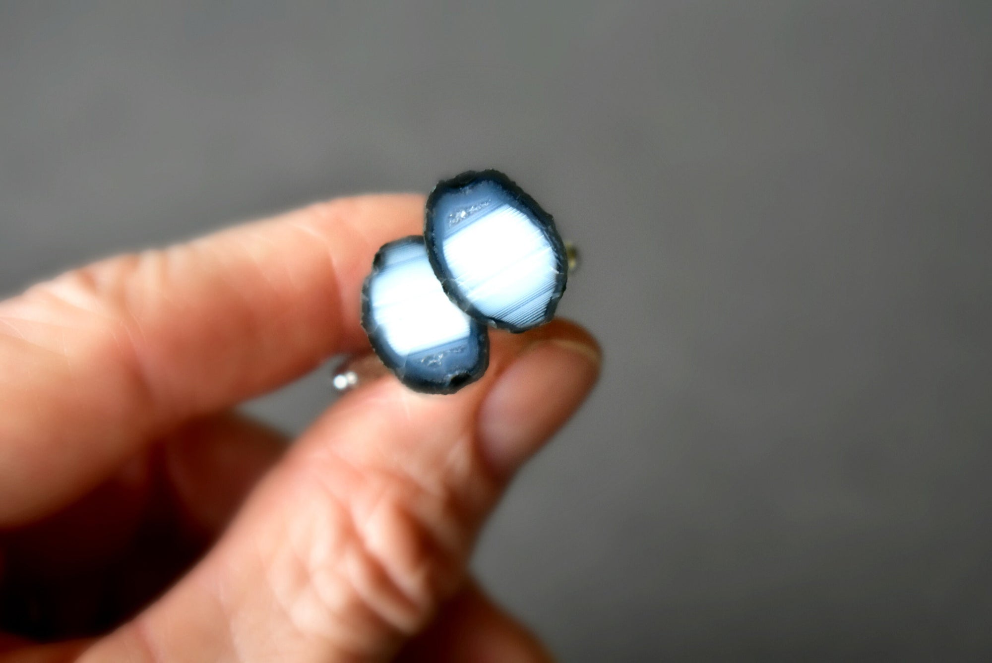 Blue and White Geode Cufflinks, Modern Pinstripe Suit Cufflinks, Unique Father's Day Jewelry for Husband or Fiance, Custom French Cufflink