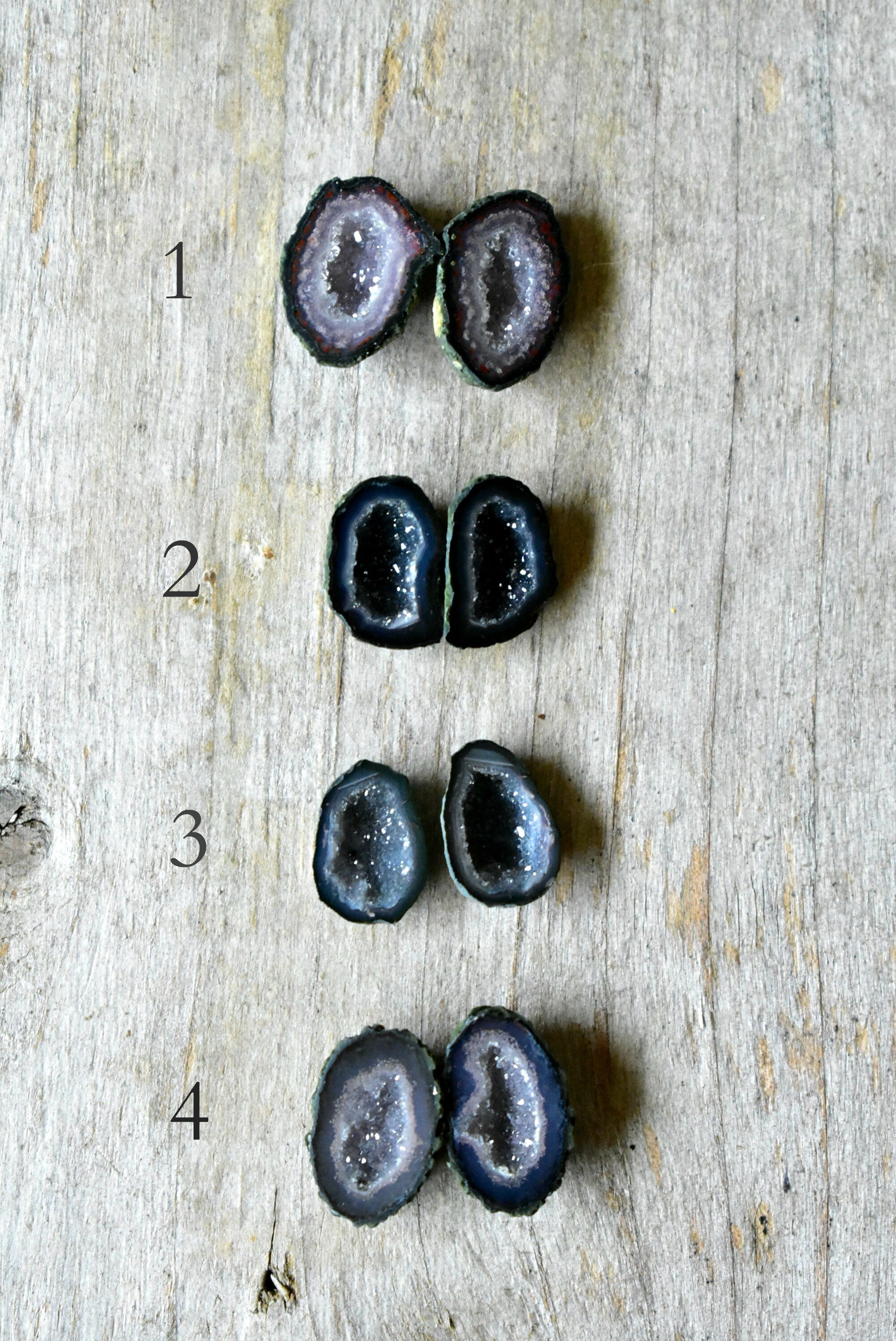Custom Baby Geode Earrings, Unique Mother's Day Gift, One of a Kind Crystal Stud, Druzy on Sterling Silver or Gold Fill, Raw Crystal Jewelry