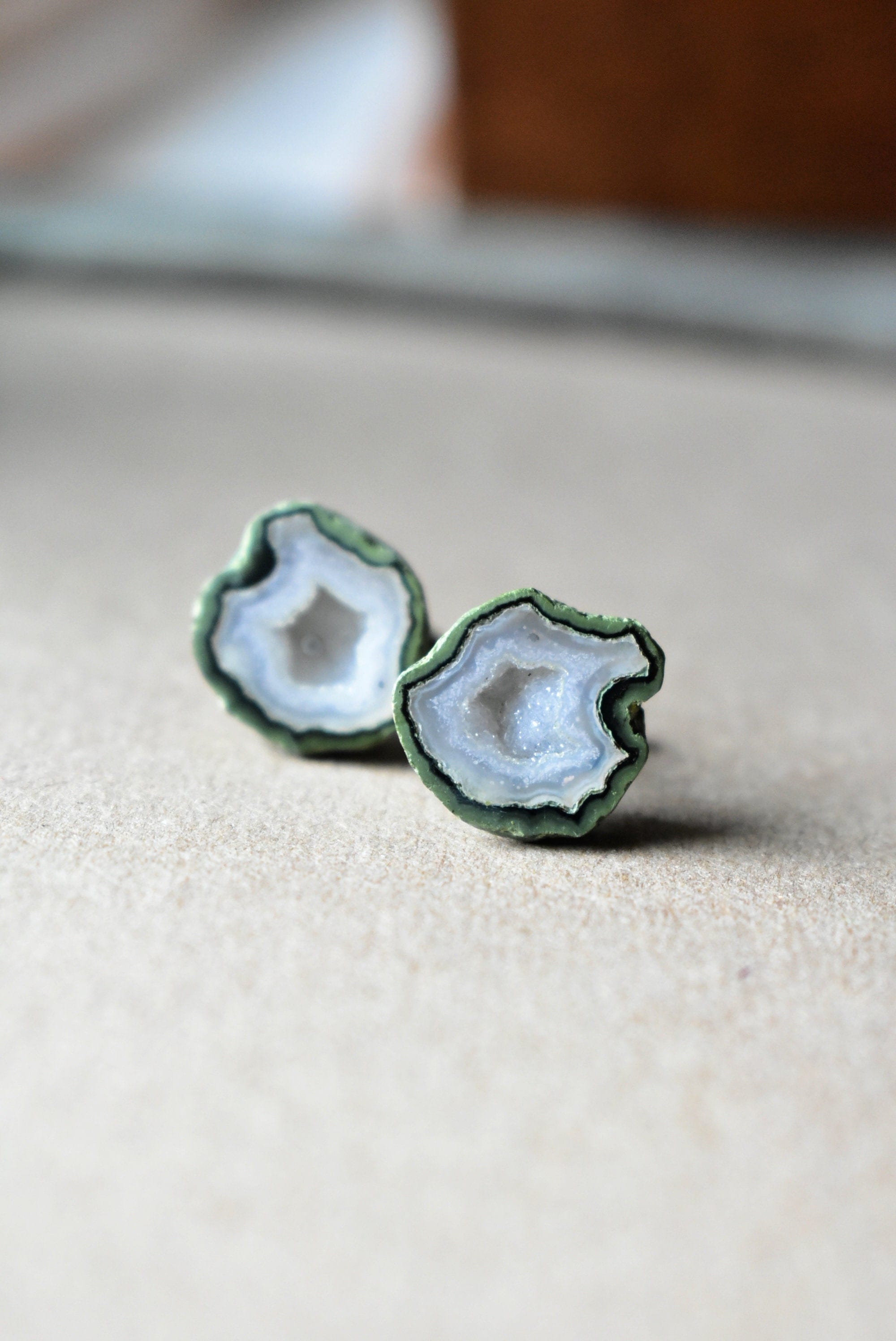 Unique Fathers Day Gift for Dad, Raw Geode Cufflinks, White & Green Suit Cuff Links, French Cuff Shirt Jewelry, Husband Stone Valentines