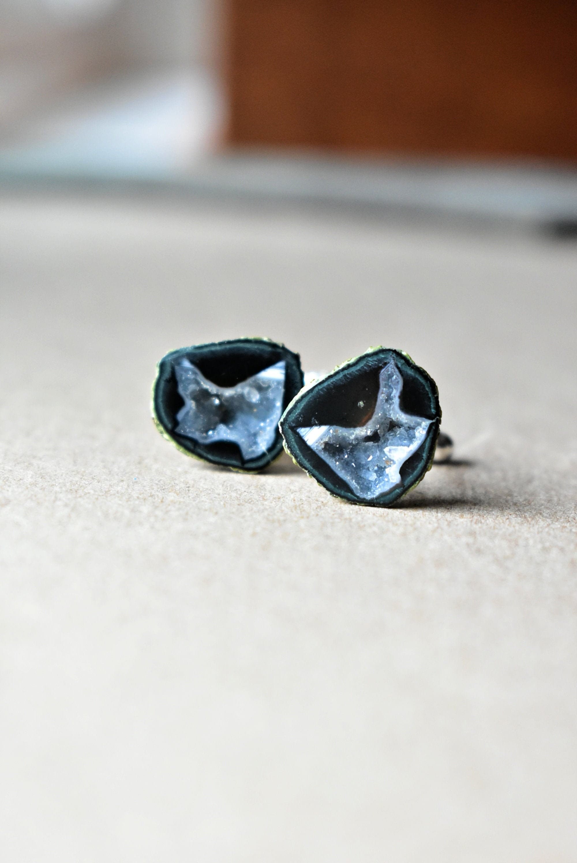 Astrological Raw Geode Cufflinks, White Black Silver Jewelry, Luxury French Cuff Shirt, Classic Husband Valentines, Wedding Tux Cufflinks