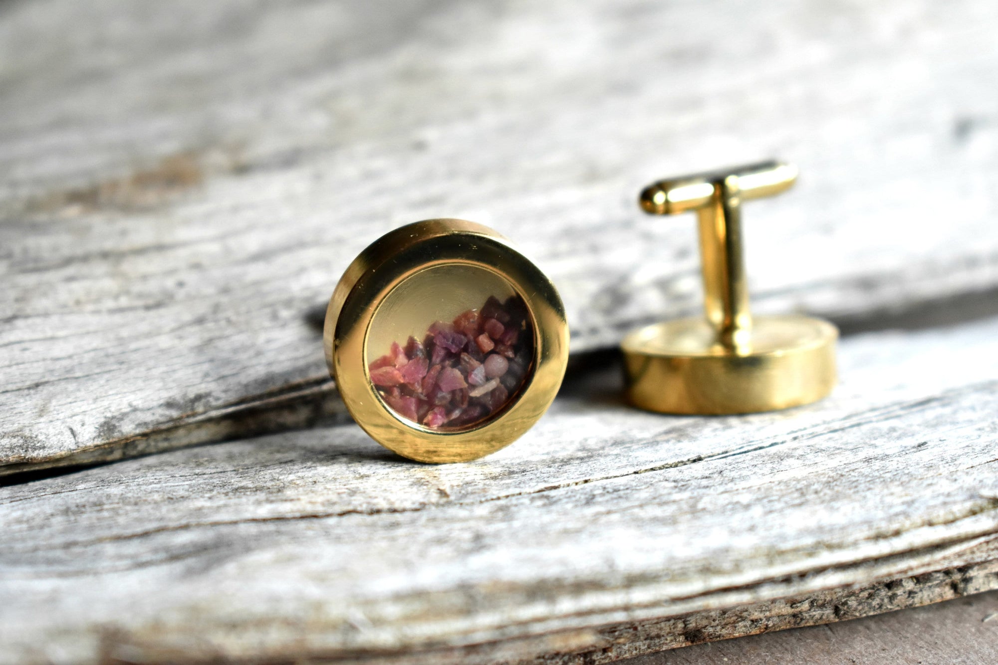 Ruby and Gold Cufflinks, Mens July Birthstone, Round Gold Cuff Links, Gold and Red Rough Stone Cufflinks, Unique Men's Jewelry for Christmas