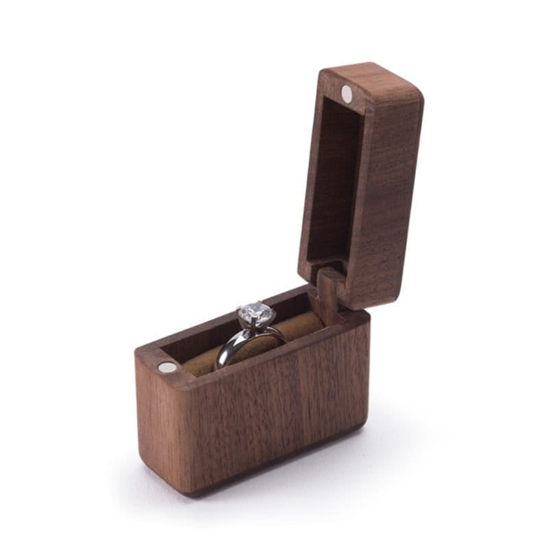 Modern Wood Ring Box, Engagement Ring Presentation Box, Espresso Finish Wooden Ring Bearer/Proposal Box for Ring, Unique Will You Marry Me