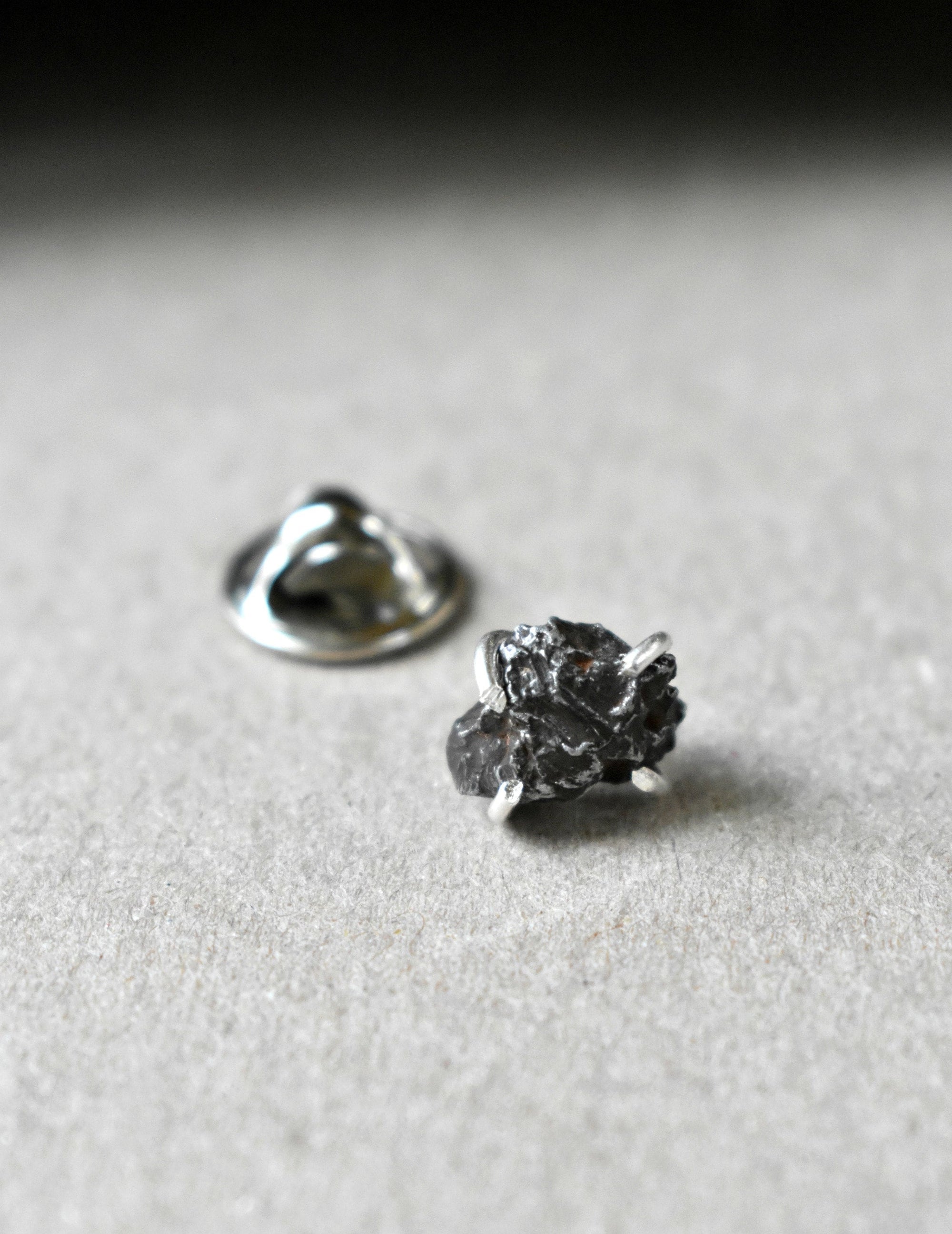 Meteorite Jewelry for Him, Stone Tie Tack for Suit, Pure Meteor Specimen from Russia, Geologist/Astronomer Gift, Masculine Rock Jewelry
