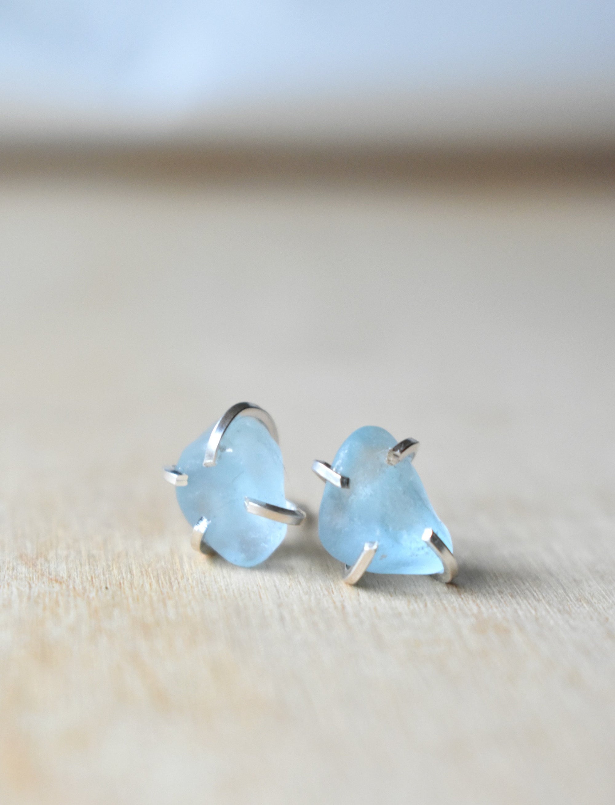 Blue Topaz Earrings, Ice Blue Studs in Sterling Silver, November Birthstone Jewelry for Her, Scorpio Zodiac Gift for Women, Light Blue Topaz