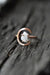 Unique White Crystal Enganement Ring with Angel Aura Crystal in Crescent Moon Jewelry, Rose Gold Half Moon Jewelry, Celestial Goddess Ring