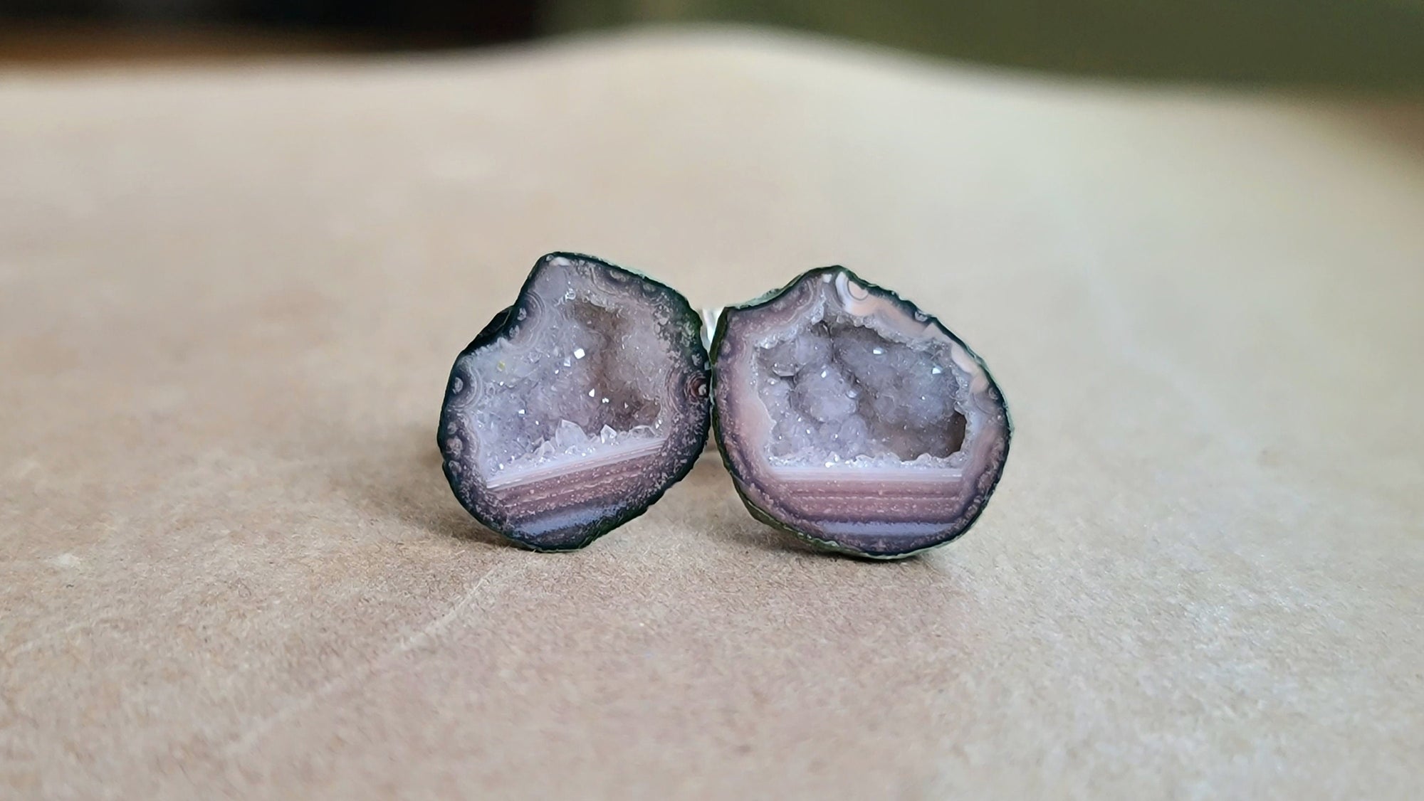 Pink Cufflinks for Him or Her, Custom Raw Geode Crystal Cuff Links, Gift for my Spouse, Retirement Gift Husband, French Cuff Shirt Jewelry