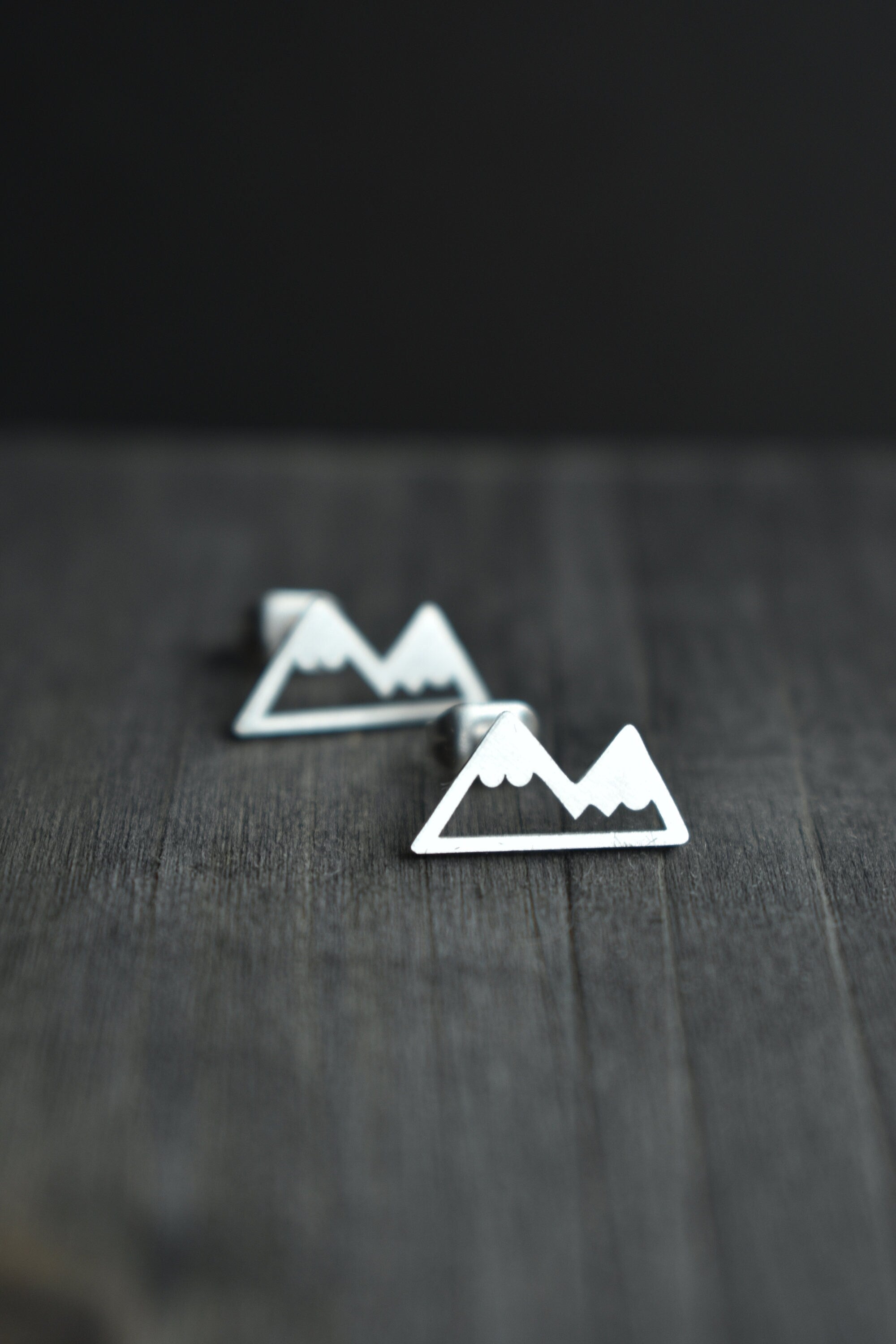 Mountain Range Earrings in Silver, 3 Peak Mountain Stud Earrings, Gift for Mountain Top Wedding Ceremony