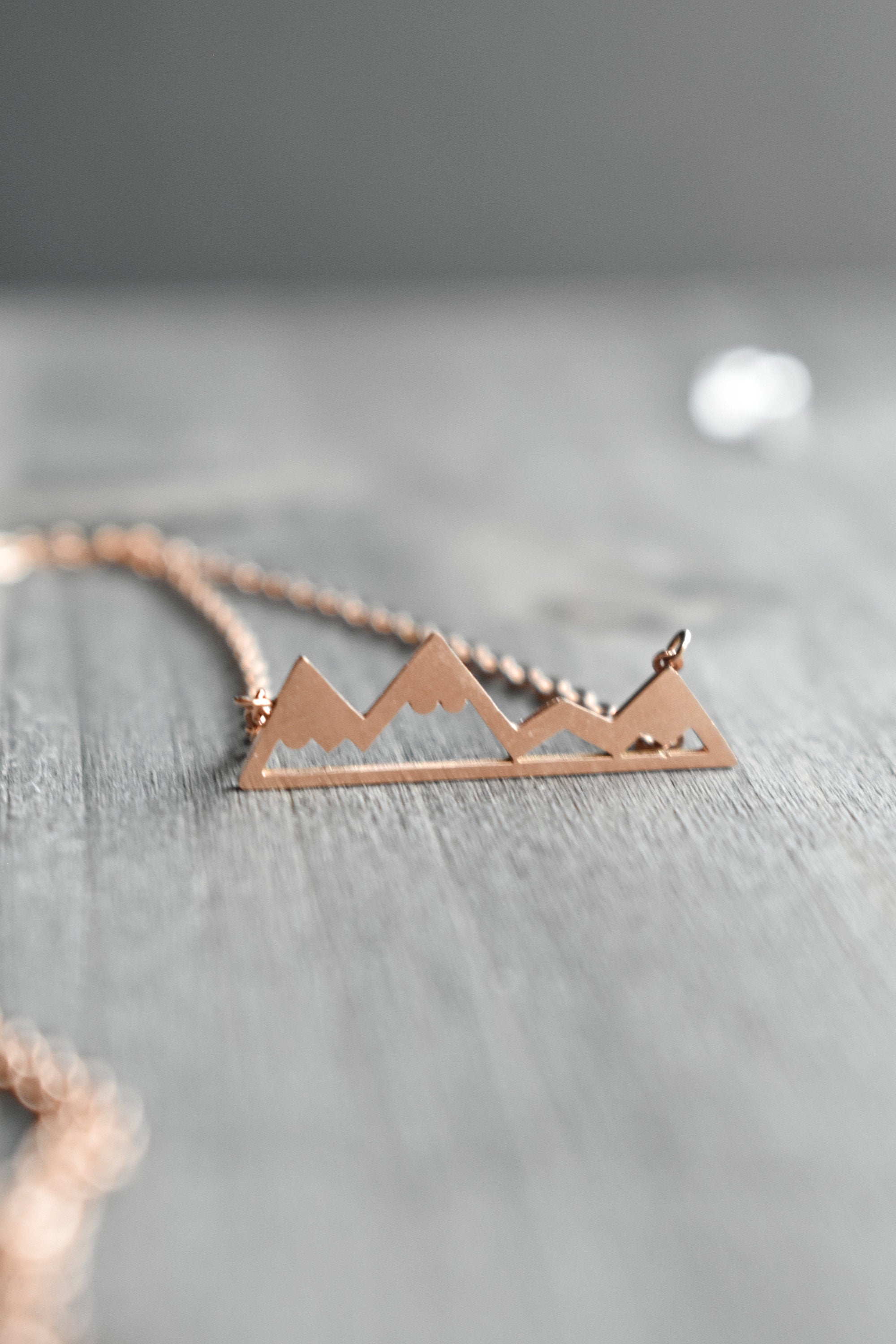 Mountain Necklace Pendant, Tiny Mountain Jewelry for Her, Rose Gold* Necklace, Gift for Hiker or Climber or Mothers Day for Hiker Mom