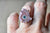 Amethyst Crystal Ring, Stalactite Crystal Slice in Pink, Cream, Purple, Turquoise in 14K Rose Gold Fill Band, Pink Quartz in Rose Gold, 7