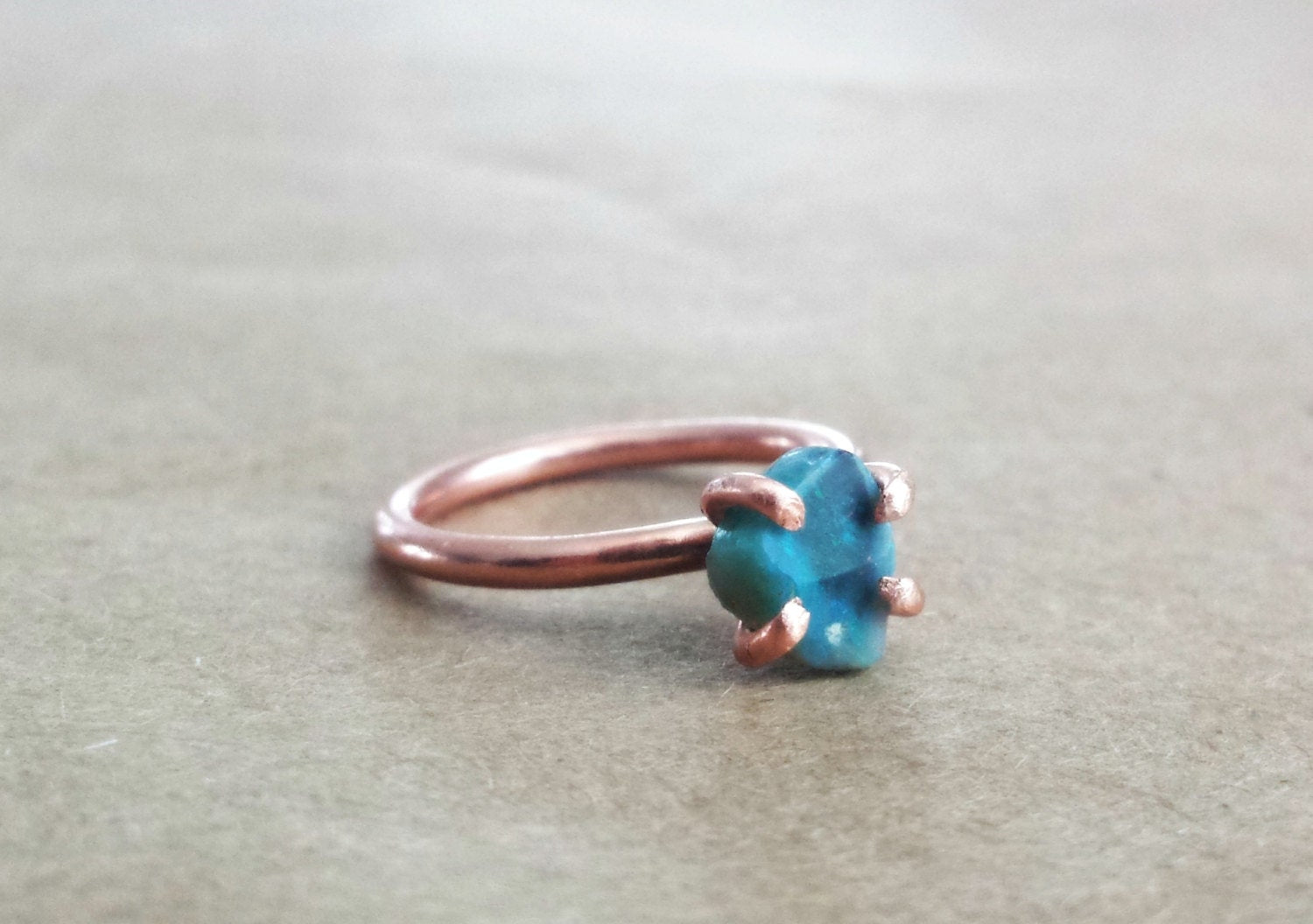 Raw Opal and Copper Ring, Rough Uncut Opal Ring, Hand Forged Jewelry, Bridal Gift, October Birthstone Ring, Luxury Birthday, Girlfriend Ring