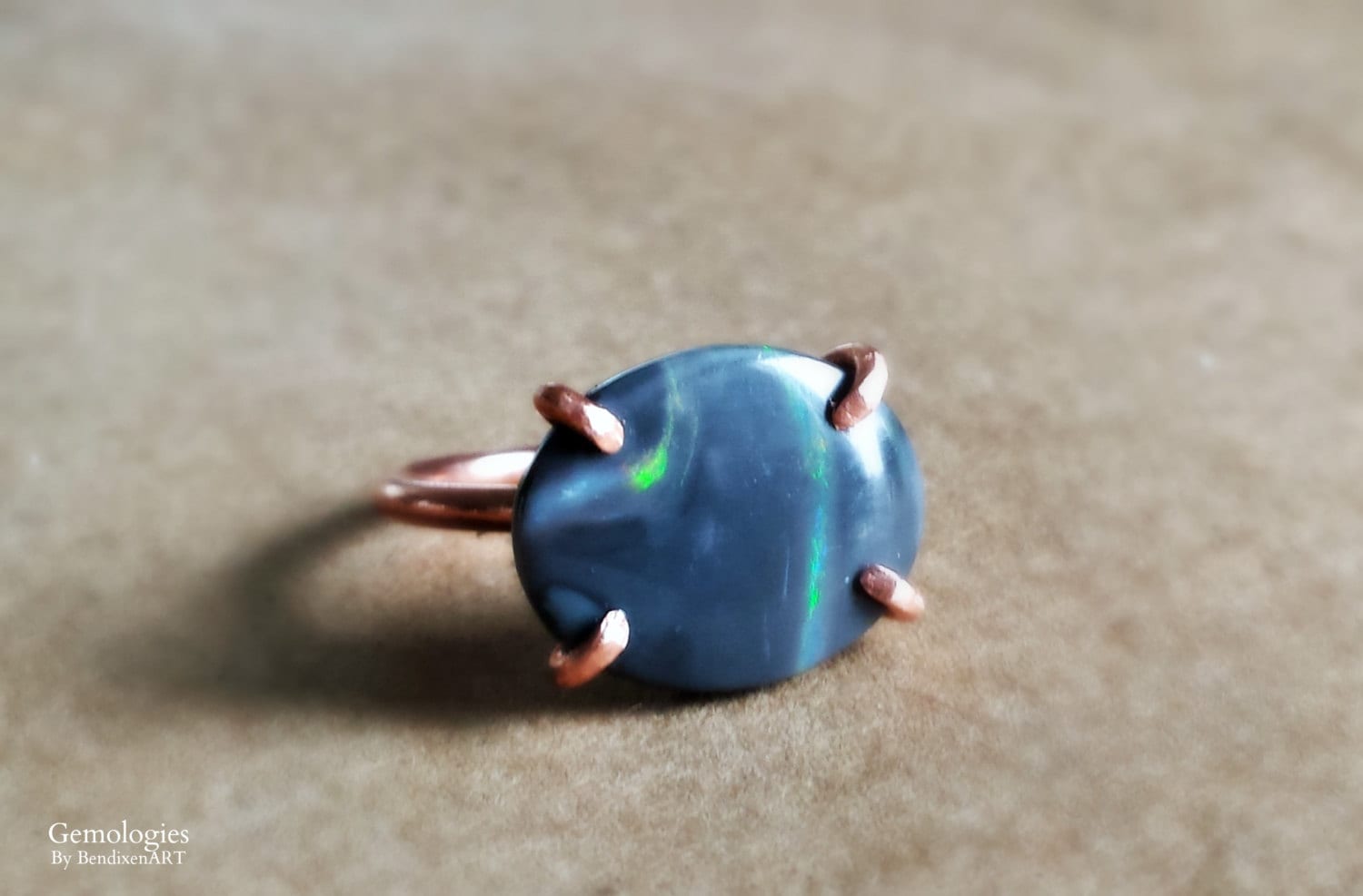 Ultraviolet Opal Ring, Size 6, Rough Opal Copper Ring, Special Occasion Jewelry, October Birthstone, Galentine Gift, Bestie, Girlfriend Ring
